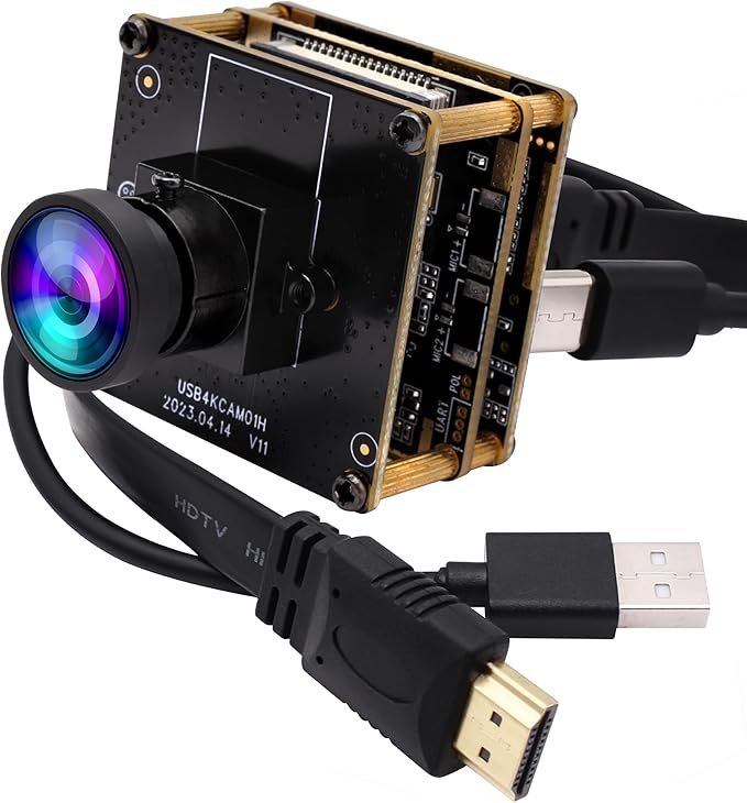 ELP 4K HDMI USB Camera - Wide Angle 2X Digital Zoom H.265 8MP UVC USB2.0 for Laptop &amp Monitor