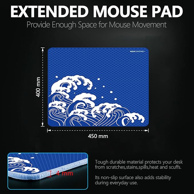 X-Raypad Aqua Control Plus Wave Gaming Mouse Pad Ultra-High Precision Mouse Pad with Perfect Speed and Control Capability Consistent X and Y Glide Designed for Fps Players with Low DPI Requirements