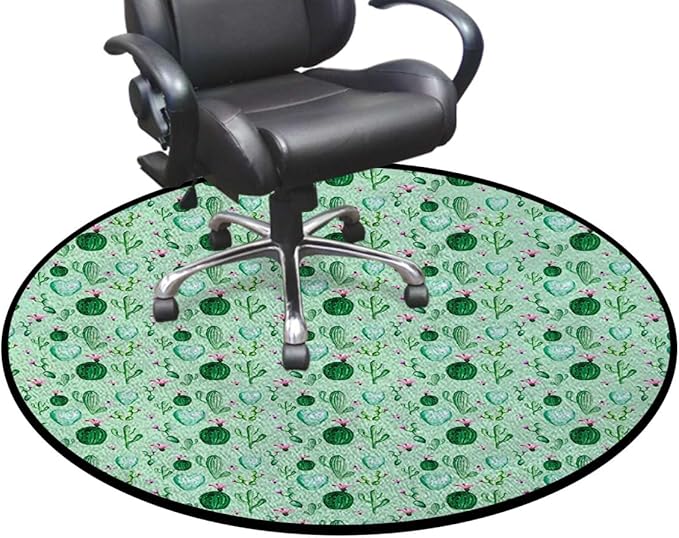 Multicolor Rug Non-Slip Round Area Rug for Bedroom Living Room Study PlayingCarpet Floor Mat Watercolors Display Spring Field Foliage Diameter 51 in