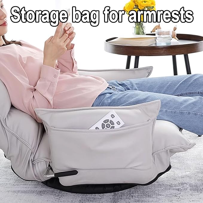 Lazy Sofa Bed Chassis Can Rotate Freely 360 Degrees No Assembly Required Floor Chair with Back Support Adjustable in 5 Levels Can Bear 150kg Floor Seat(Blue)