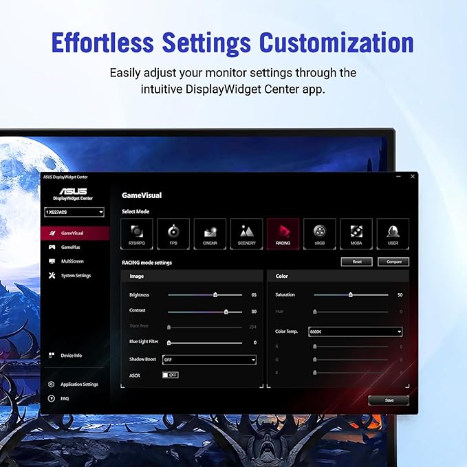ASUS ROG Strix 32 QHD Curved Gaming Monitor - 280Hz Ultrafast Refresh Rate 2560x1440 Fast VA Display 1ms GTG ELMB Sync USB-C HDR400 DP HDMI USB-CTripod Socket DisplayWidget Center