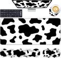 Keyboard Wrist Rest and Mouse Pad with Wrist Support Set Ergonomic CoasterMemory FoamEasy Typing Pain ReliefLarge XL Desk Mat 31.5x 11.8Cow Print