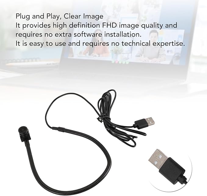 Dpofirs 1080P Middle Screen Webcam Eye Center Webcam USB 8MP Fixed Focus FHD Image Built in Microphone Plug and Play