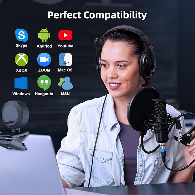 Streaming Webcam with Adjustable Ring Light Full HD 1080P Webcam with Dual Microphones and Advanced Auto-FocusPro Web Camera for Online Learning Zoom Meeting Skype Teams Gaming Laptop