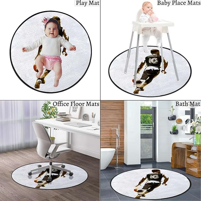 Sports Decor Gaming Chair Mat Under Computer Desk Floor Protector for Rolling Chairs Non Slip Anti Scratches Basketball Player SilhouetteBlack White Diameter 60 in