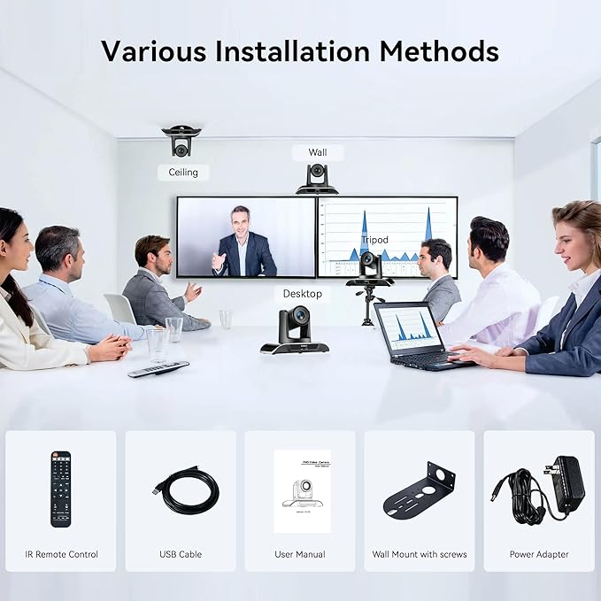 Tenveo 10X Optical Zoom PTZ Conference Room Camera USB3.0/HDMI FHD 1080P 60FPS for Video Conferencing Business Meeting Live Streaming Church Services Worship Events Education Zoom Teams OBS
