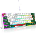 Snpurdiri 60% Wired Gaming Keyboard RGB Backlit Small Ultra-Compact 61 Keys 60 Percent Gaming Keyboard for PC/Mac Gamer Typist Travel Easy to Carry on Business Trip(Red Green White)