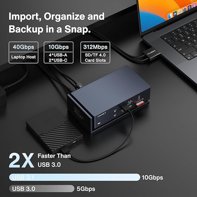 iVANKY FusionDock Max 1 20-in-2 Thunderbolt 4 Docking Station Only for M1-M5 Pro/Max MacBook Quad 6K or Dual 8K Display 40Gbps Dock with 4 Downstream Thunderbolt 4 Ports 100W 2.5G LAN SD 4.0