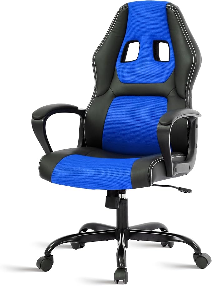 MKDLUFEI Video Game ChairErgonomic Office Chair Desk Chair and Lumbar Support PU Leather Recliner with HeadrestHeight Adjustable Computer Chair for Adults