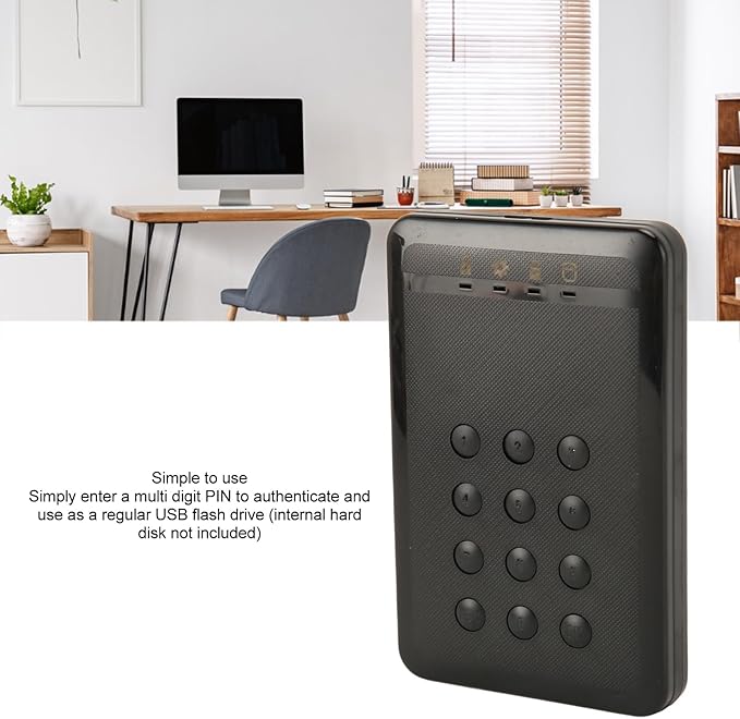 Zyyini Encrypted Hard Drive Enclosure 3TB 5Gbps Encrypted USB 3.0 2.in SATA Hard Drive Enclosure Password Access Hardware for 7 8 10 for OS X 10 and