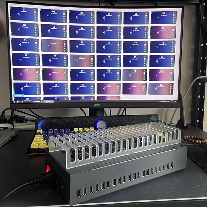 USB-C hub Phone Farm Box Server System Farming Machines Hub USB Setup Click Phones Farming 20-Port USB 3.0/30 hub