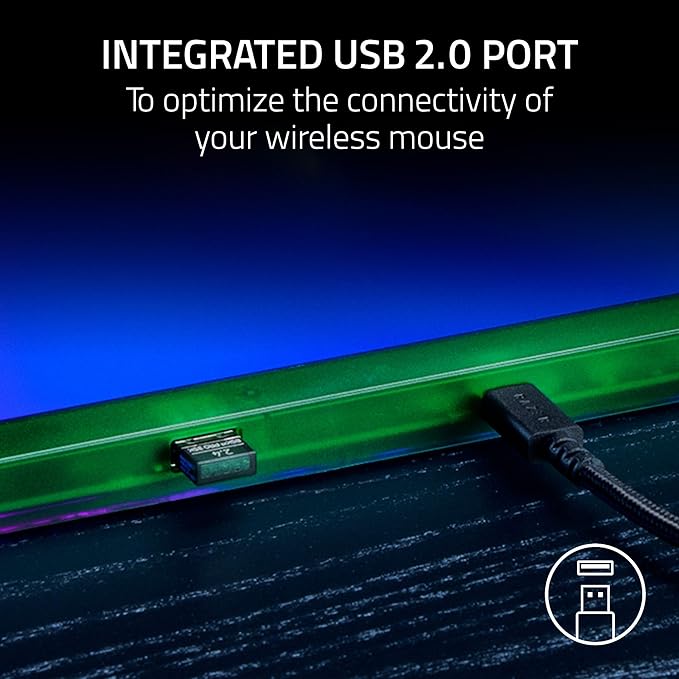 Razer Firefly V2 Pro Fully Illuminated RGB Gaming Mouse Mat: Backlit Design - 15 Zone Chroma Lighting - USB 2.0 Port - Detachable USB Type C Cable - Micro Textured Surface - Anti Slip Base