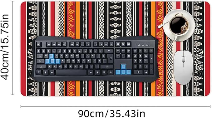 XXL Gaming Mouse Pad Boho Aztec Large Desk Mat Protector for Desktop Anti-Slip Rubber Extended Computer Keyboard Mat Writing Pad Mousepad for Work Office Home15.7 * 35.4 in A-700