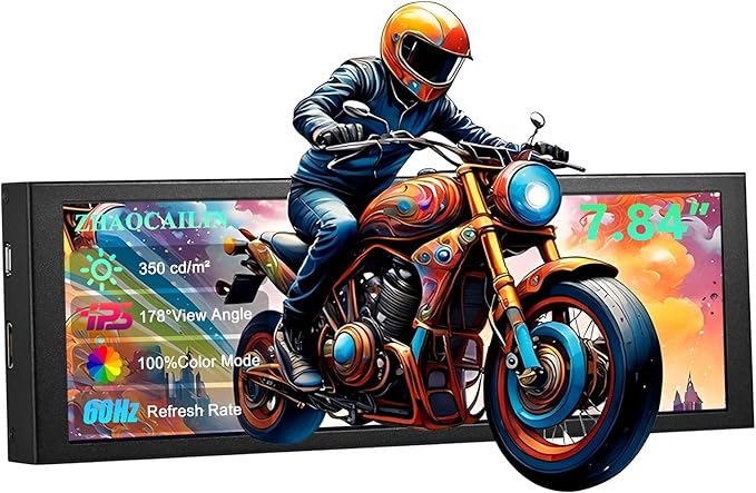 7.84 Inch HD Mini Monitor 1280x400 IPS Stretched Bar LCD Display with Casing for Computer Laptop Speed Temperature Aida64 CPU GPU Monitoring Secondary Screen
