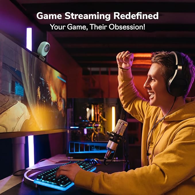EMEET Piko 4K Webcam for Streaming World’s 1st Dual-Camera AI-Powered 4K Camera w/AI Autofocus 3 Mics Array&amp3 Sound Modes USB Webcam with Clip Great for Streaming Desk Setup