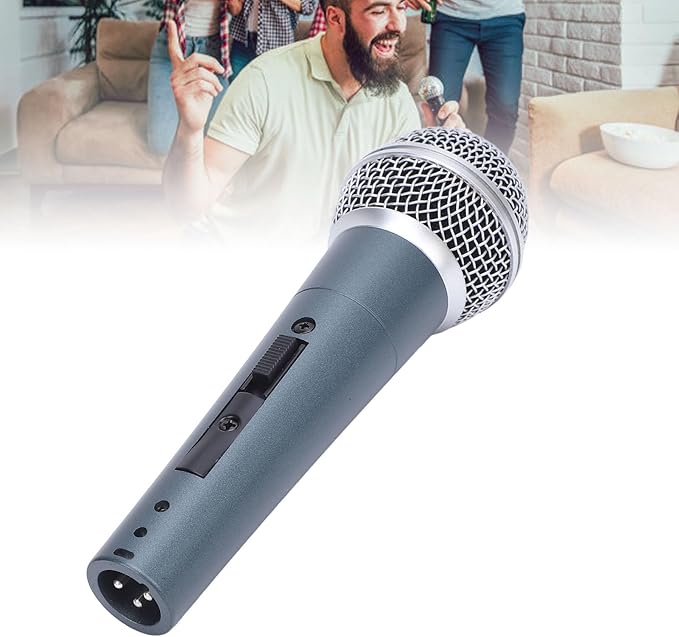 Wired Dynamic Microphone Moving Coil Cardioid Handheld with Shock Absorber for Active Speakers Mixers Amplifiers Recording (Cyan)