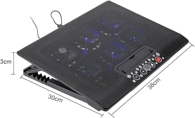 Laptop Cooler USB 6 Fans Cooling Pad Base with Blue LEDs Angle Mounts Stand with Ergonomic Design Super Quiet and Wind Speed