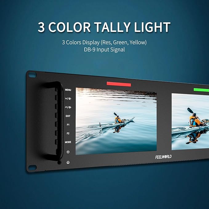 FEELWORLD D71 Plus-H Dual 7 Inch 3RU Broadcast Rack Mount Monitor with Waveform LUT IPS 1920x1200 HD LCD Screen HDMI AV Input and Output