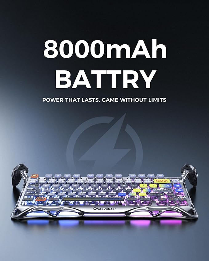 GravaStar Mercury K1 Pro Wireless Mechanical Gaming Keyboard 75% Layout RGB Custom Keyboard Hot-Swappable Linear Switches – Aluminum Alloy Interstellar Silver Brushed Metal Look
