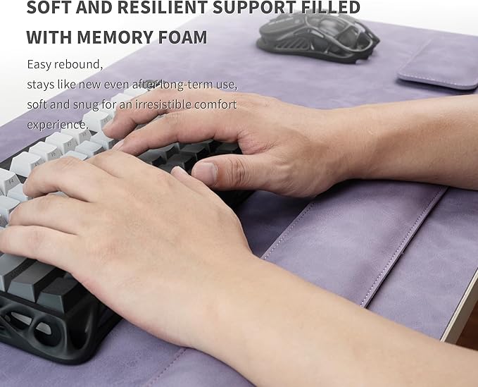 RENMTURE Large Mouse Pad and Keyboard Wrist Rest Desk Pad for Keyboard and Mouse Large Gaming Mouse Pad with Wrist Support Desk Mat for Work and Gaming (Purple)