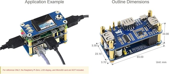 Waveshare PoE Ethernet/USB HUB HAT Compatible with Raspberry Pi Zero/Zero W/4B/3B/3B+ 3X USB 2.0 Ports 802.3af-Compliant
