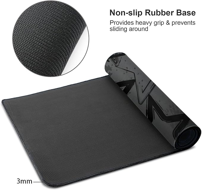 Black Gray Star Desk Cover MatExtended Large Mouse PadComputer Laptop Mat Desk Decor for Office Game Home 30x16 Inch