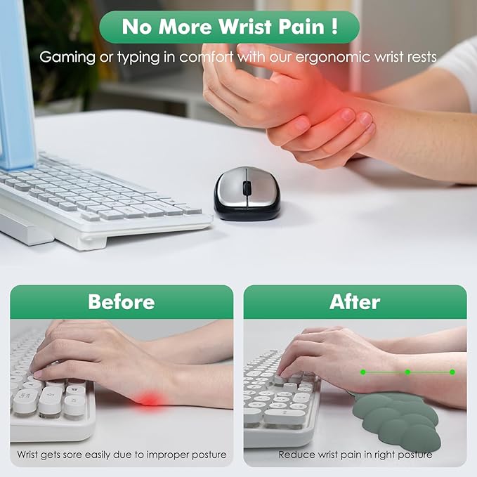 MoKo Cloud Wrist Rest Ergonomic Cloud Keyboard Wrist Rest with Mouse Rest Wrist Pad Durable Polyester Cloud Arm Rest Wrist Pad for Keyboard and Mouse for Office Gaming Computer Laptop Green