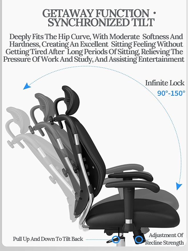JSWHYBD Gaming Chair with Footrest Office Chair High Back Ergonomic Computer Chair with Lumbar Support Task Chair Reclining Computer Chair Gaming Video Black