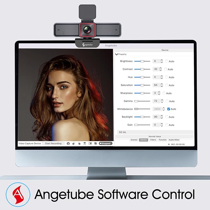 Angetube 4K Webcam with AI TrackingRemote Control 4K Web Camera/10X Digital Zoom 1080P 60fps Web cam with USB 3.0 HDR/Dual Noise Cancelling Microphones for Video Calls/Meetings/Streaming/Skype/Zoom