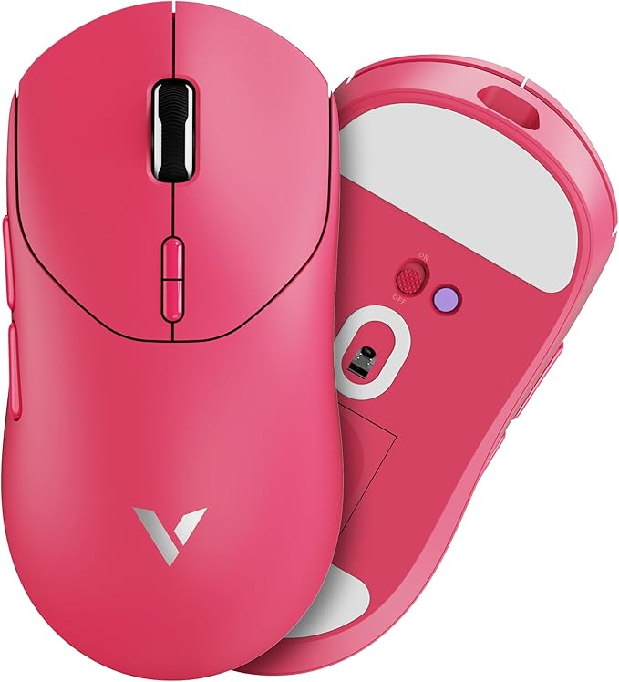 Rapoo VT MAX Lightweight Wireless Gaming Mouse PAW3950 Ultimate Sensor750H Battery Life 8K Polling 45K DPI Dual-Mode 2.4G/USB-C Esports Grade Performance Mouse for PC/Mac (VT2 MAX Pink)
