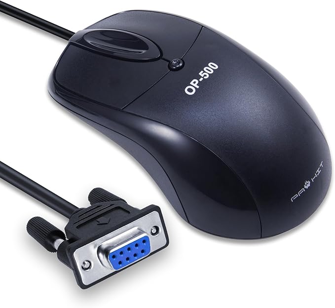 Industrial RS232 COM Port Mechanical Mouse 9-Pin Serial Interface for CNC Machines PLC Control Systems 1.6M Anti-Interference Cable 1600DPI IP54 Dustproof (Black)