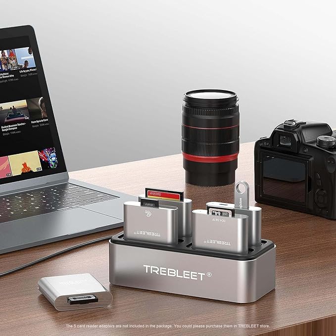 TREBLEET Workflow Station - Professional 4-Bay Modular Card Reader Hub USB 3.2 Gen 2 10Gbps Docking Station Customizable Expansion for CFexpress Type A/B XQD SD/TF &amp CFast 2.0