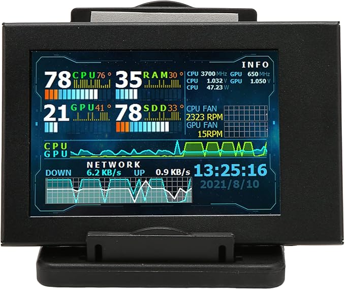 ASHATA 3.5in Computer Temp Monitor AIDA64 PC CPU Data Monitor PC Sensor Panel Display USB Mini Screen PC Temperature Display for PC ARGB Computer Case Secondary Screen