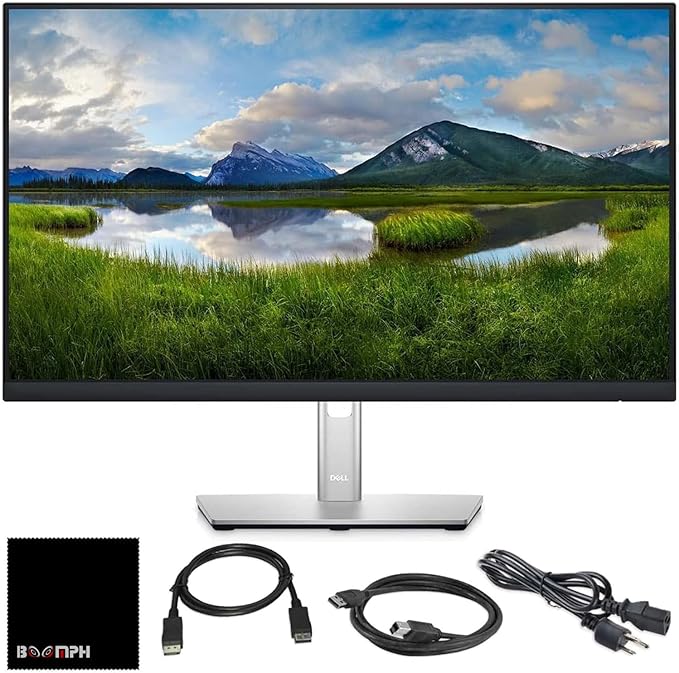 Dell P2225H 22 Full HD IPS Monitor – 1080p 16:9 DisplayPort &amp USB 3.0 Cables – Latest Model – Boomph's Comprehensive Ultimate Performance Cloth Solution for Your Workspace