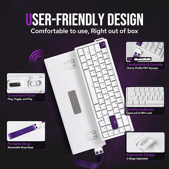 EPOMAKER HE68 Hall Effect Keyboard 8000hz Polling 0.01mm Adjustable Trigger 0.125ms Latency Creamy Gasket Snap Key SOCD RGB Wired Magnetic Gaming Keyboard for Mac/PC (White)