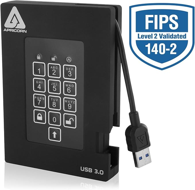Apricorn Aegis Padlock Fortress - USB 3.0 A25-3PL256-1000F (R2) Portable HDD 1TB HD2125
