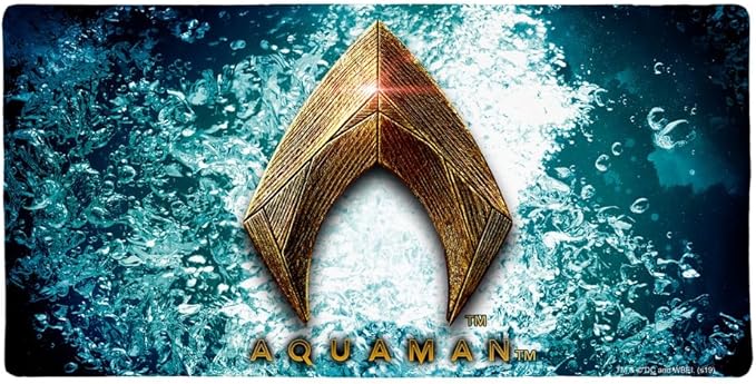 Justice League Movie Aquaman Logo Large Gaming Mouse Pad Desk Mat with Stitched Edges Non-Slip Base for Gamer Home and Office 31.5 x 15.7
