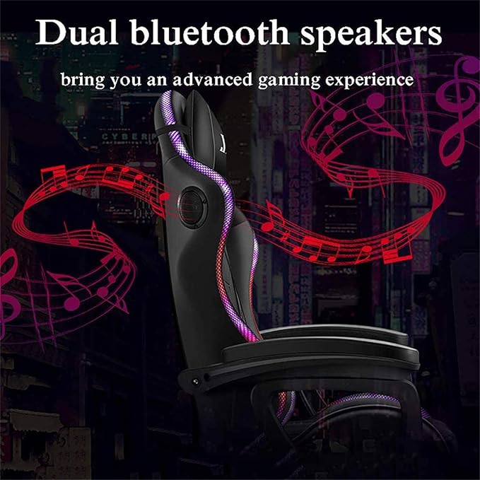XOOFMASS RGB Gaming Chair with Massage and Footrest Large Ergonomic Computer Desk Chair Video Gaming Chair with Speakers and LED Light Effect 90°-135° Adjustable Reclining Gamer ChairPink