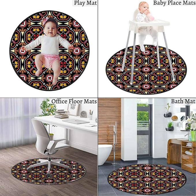 African Protectors Mats Desk Chair Mat for Rolling Chair Anti-Slip Computer Chair Mat Low Pile Carpet Mats for Home Office African Style Stripes in Diamond PatternMulticolor Diameter 43.3 in