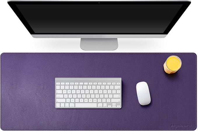 Mydours 38x16 Large Desk Pad Purple Desk Mat XL PU Leather Desk Mat for Workspace &amp Decor Durable Keyboard Mouse Pad for Home Office Writing &amp Gaming (Purple)