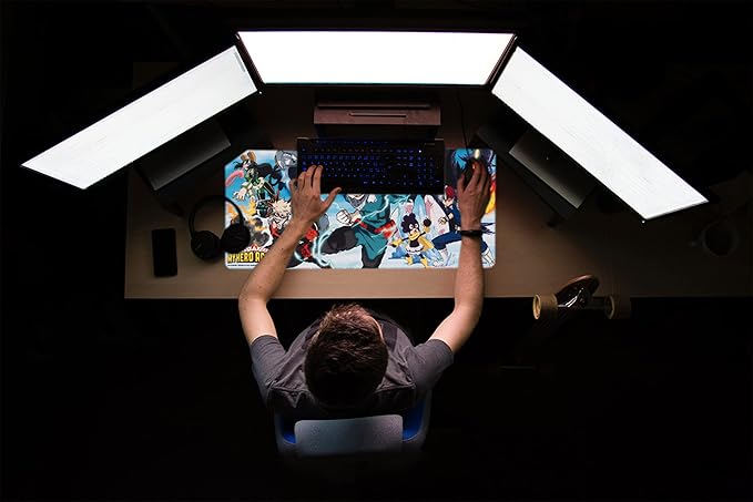 Erik Official My Hero Academia XXL Mouse Mat - Desk Pad - 31.5 x 13.78 Non-Slip Rubber Base Mouse Pad Gaming Mouse Pad Keyboard Mouse Mat - My Hero Academia Manga
