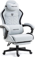 Big and Tall Gaming Chair Fabric with Pocket Spring Cushion High Back Heavy Duty Gaming Chairs for Adults with Massage Lumbar Support Ergonomic Computer Chair with Footrest for 400LBS Gray