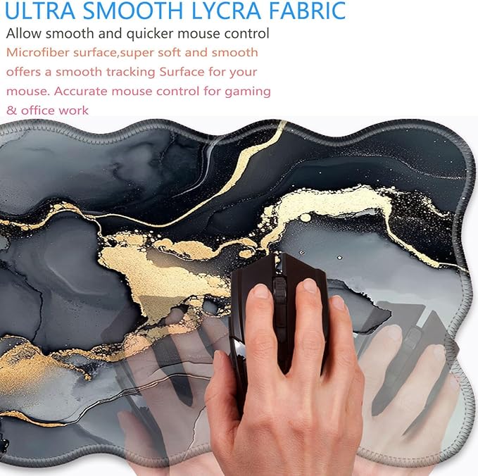 Bxgolkgd Desk Mat SetMouse Pad with Keyboard Wrist Rest &amp Mouse Wrist RestWave-Shaped DesignNon-Slip Rubber BaseErgonomic Desk Mat for HomeOfficeGamingMarble