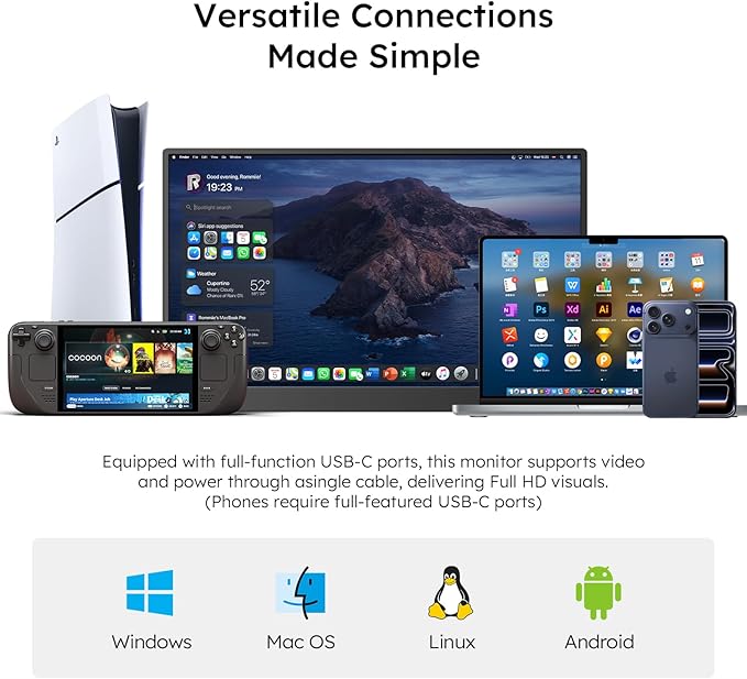 Portable Monitor with Carry Case 15.6 FHD 1080P IPS Travel Monitor for Laptop Foldable Stand Included USB-C Screen Extender for Laptop Mac PC Phone Xbox PS4/5 Switch