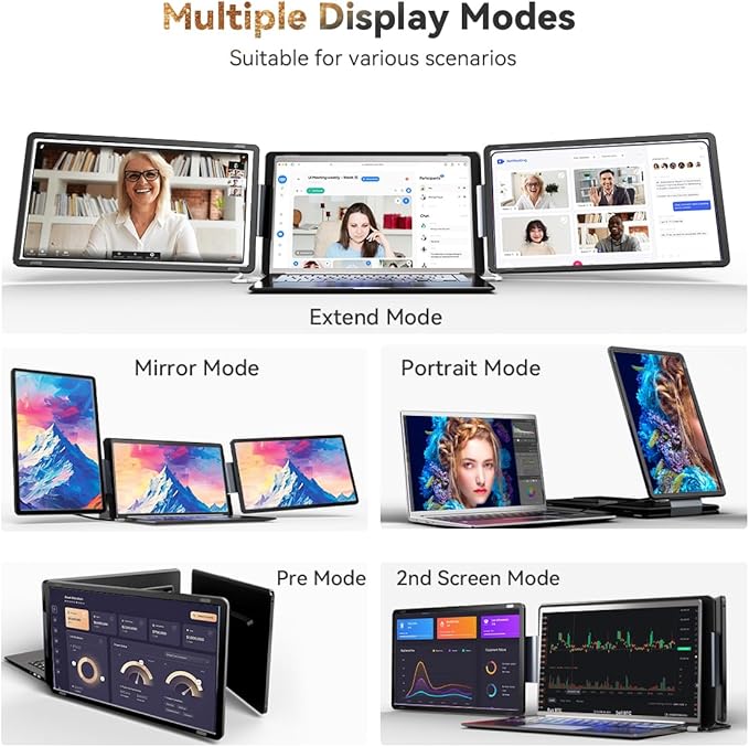 15.6 Detachable Laptop Screen Extender FHD 1080P IPS Dual/Triple Portable Monitor for Laptop USB-C/HDMI Plug &amp Play Multi/Extra Travel Display Computer Monitor for 12-18.5 Win/Mac/Android-S9H