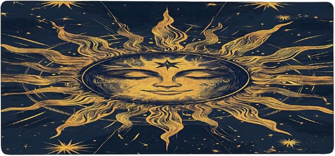 Ethnic Gold Sun Large Mouse Pad Gaming Mousepad Desk Mat for Desktop Computer Keyboard Waterproof Mouse Mat Desk Pad with Non-Slip Base for Game School Office Home 35.4 x 15.7