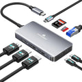 USB C Docking Station Dual Monitor 9 in 1 Laptop Docking Station Triple Monitor 4K@60Hz USB C Hub Dual HDMI and DisplayPort 1000Mbps LAN 5Gbps USB-C 100W PD SD/TF for HP/Dell/Laptop