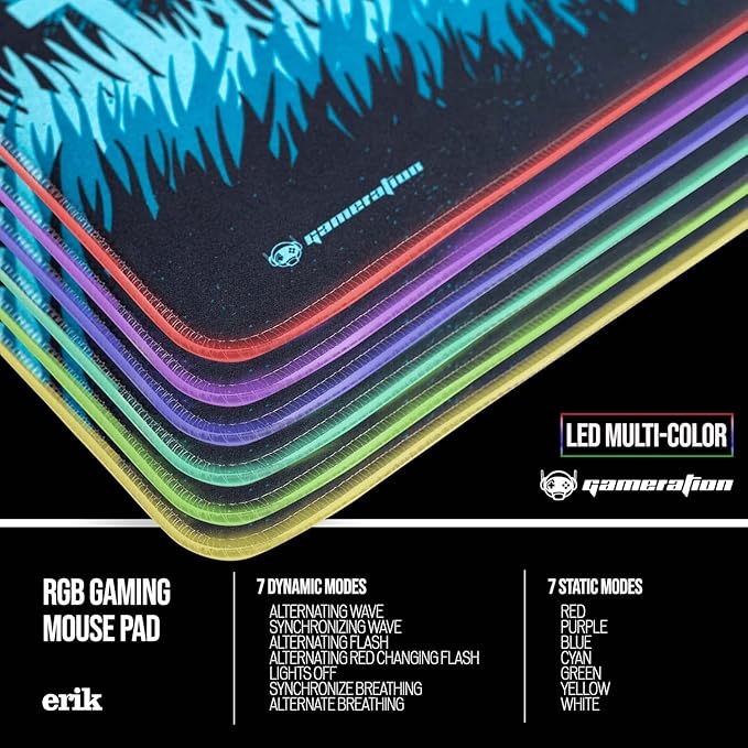 Official One More Life XXL LED Gaming Mouse Pad | 900x400x4 mm Non-Slip Rubber Base RGB Keyboard &amp Mouse Mat | Gaming Gifts