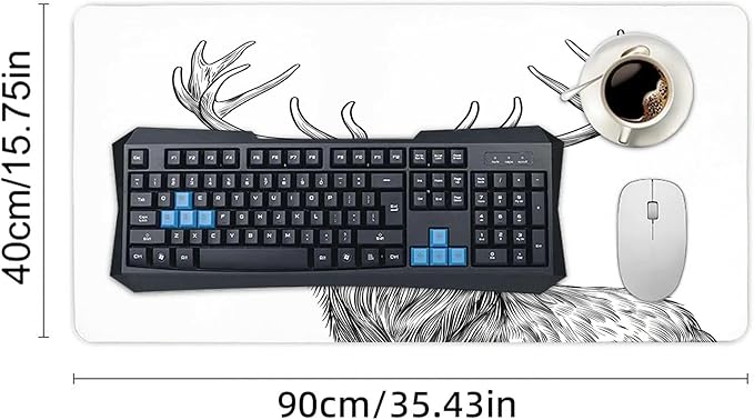 XXL Gaming Mouse Pad Animal Deer XXL Gaming Mouse Pad Large Desk Mat Protector for Desktop Anti-Slip Rubber Extended Computer Keyboard Mat Writing Pad Mousepad for Work Office 15.7 * 35.4 inB-396