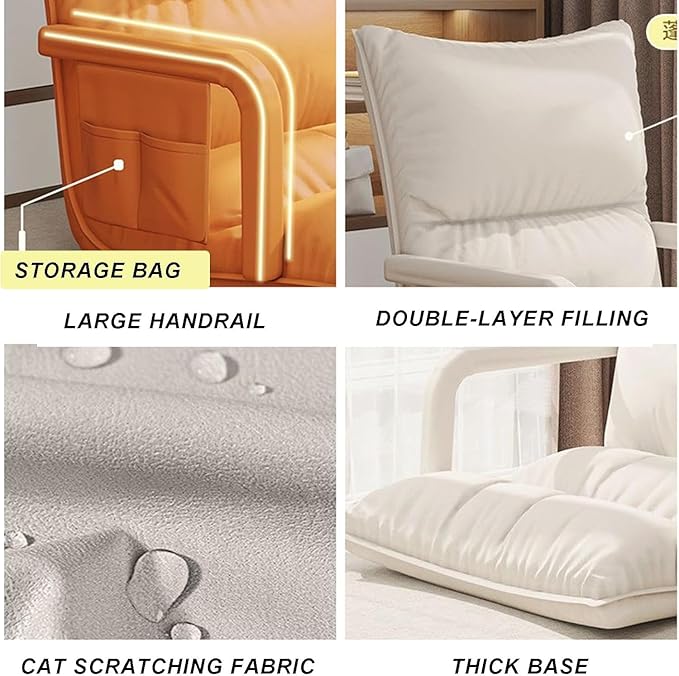 ELEFOCUS Adjustable Floor Chair with 6 PositionsFolding Lazy Sofa with Thick Sponge Cushion and Portable Handle(Orange)